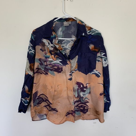 ASOS Crane-Patterned Button Down Top - Picture 2 of 5
